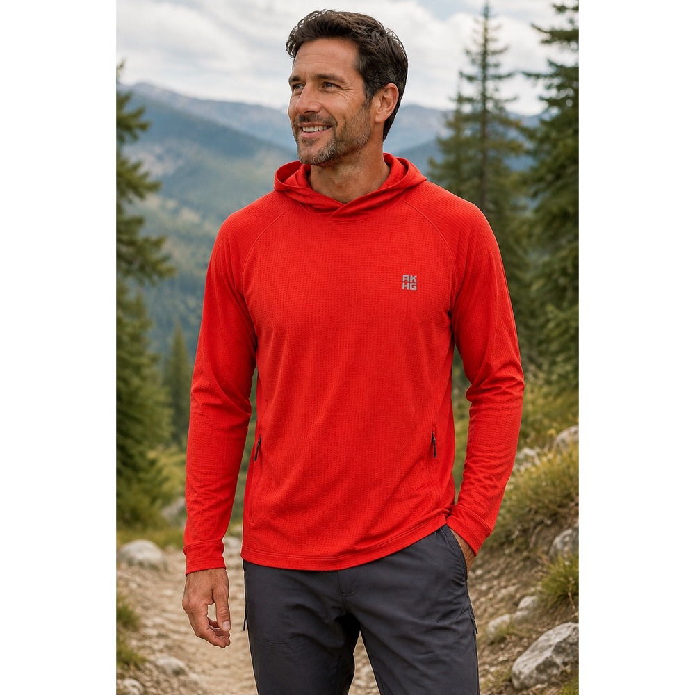 Alaskan Hardgear Duluth Trading Co Mens XL Red Waffle Grid Hoodie AKHG Active